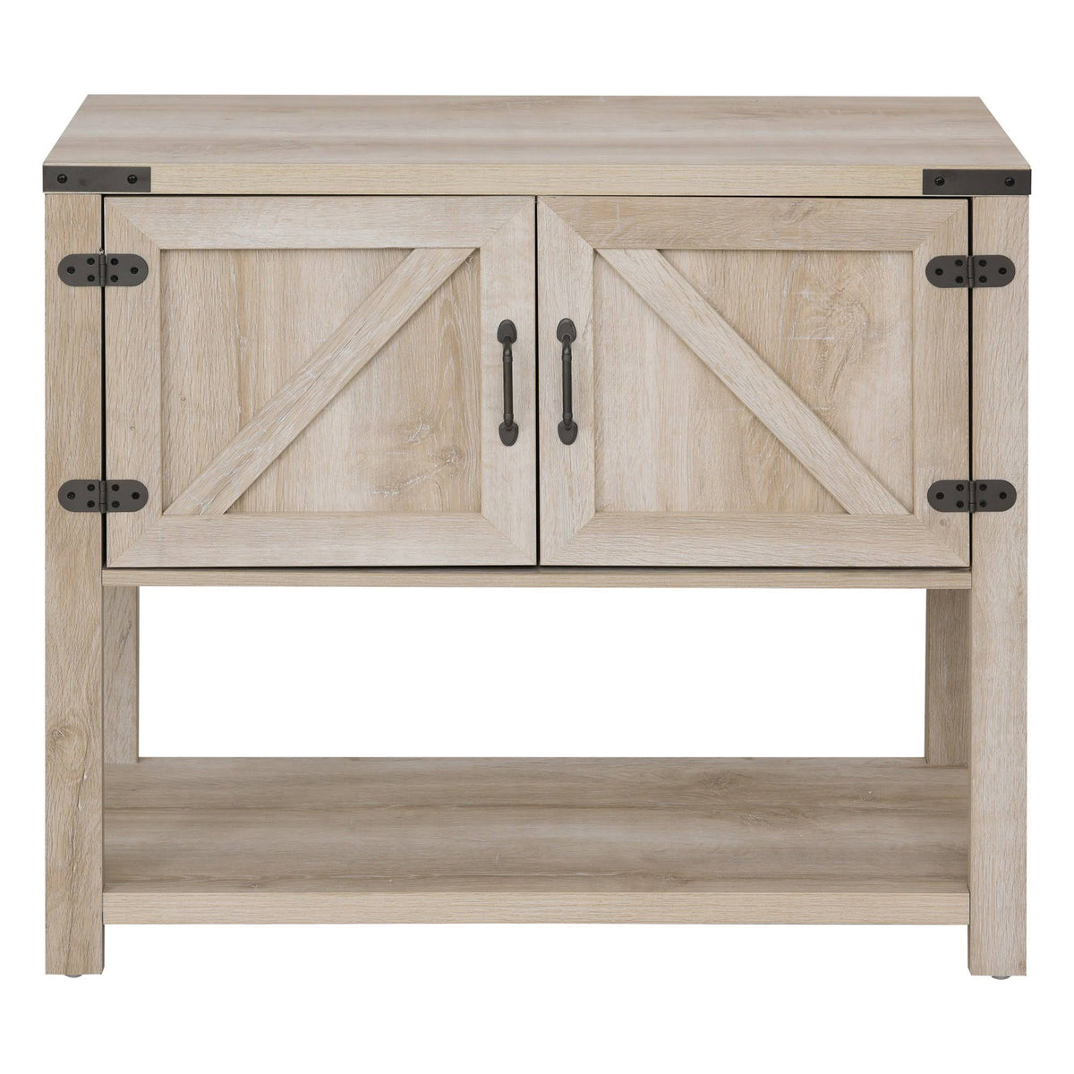 Oak 2-Door Storage Cabinet with Bottom Shelf Z29473