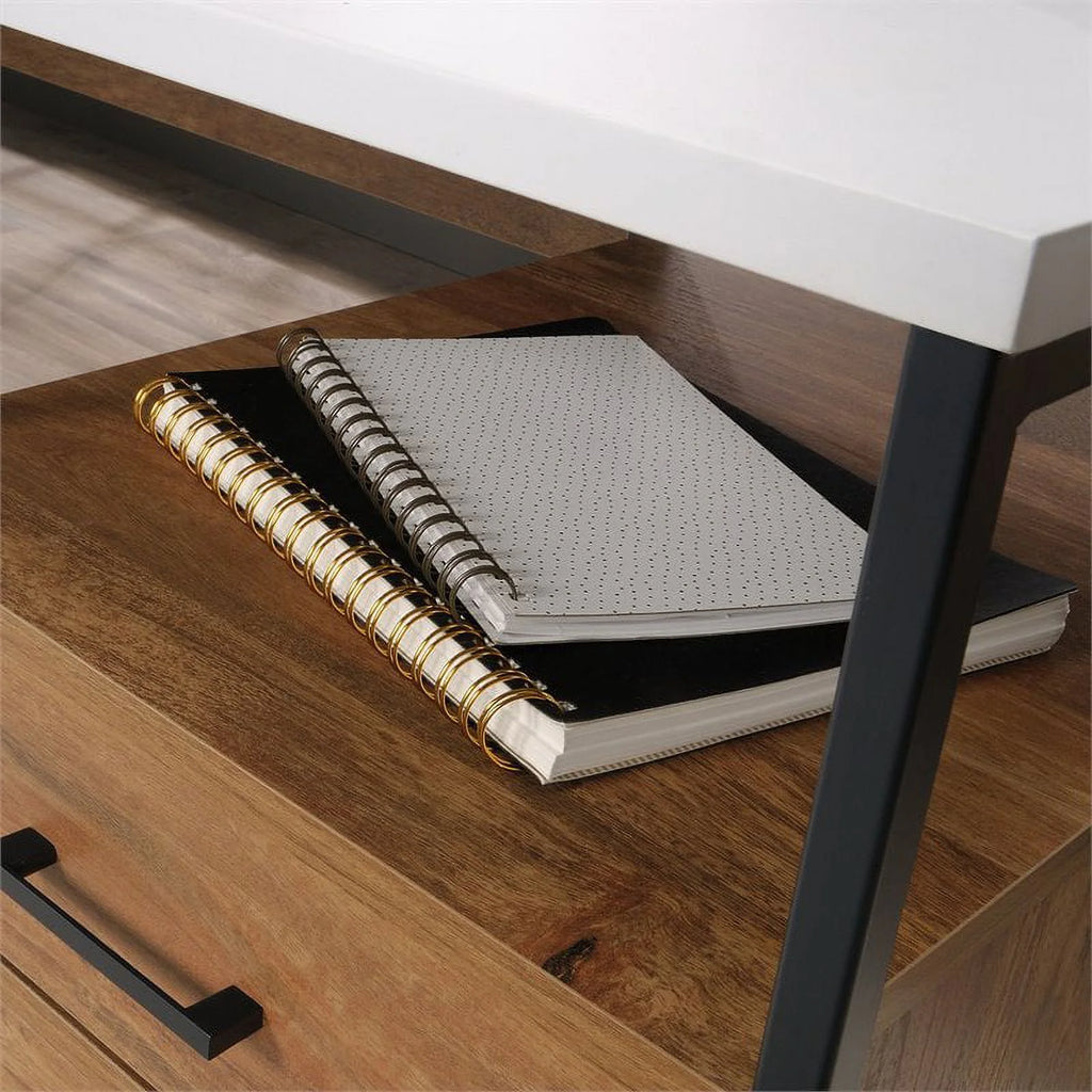 L-Shaped Computer Desk with 2 Drawers in White H637