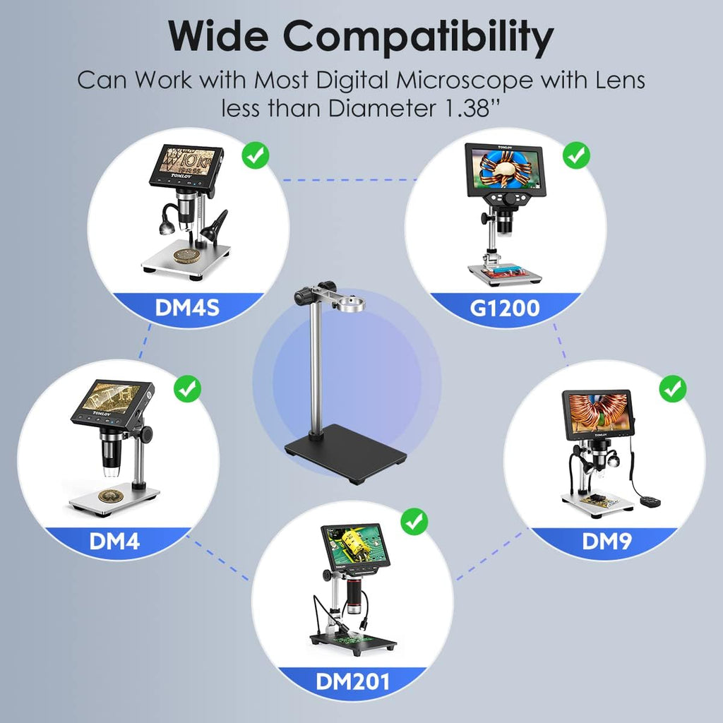 Microscope Base Stand Universal Holder Desktop Support Bracket for Max 1.4 Diameter USB LCD Digital Microscope Magnifier Camera, Aluminum Alloy T358953