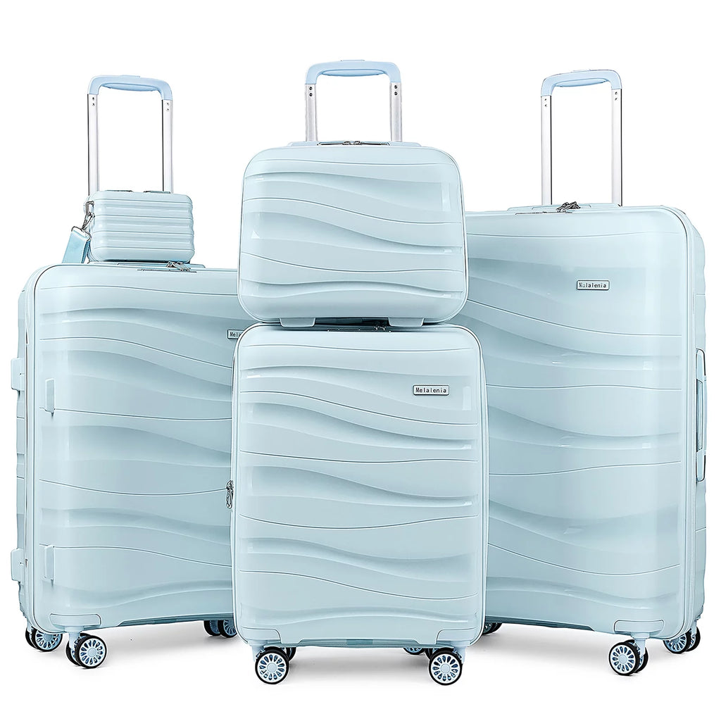 5 Luggage Sets PP Hardside Spinner Luggage Expandable Carry-on Suitcase V939