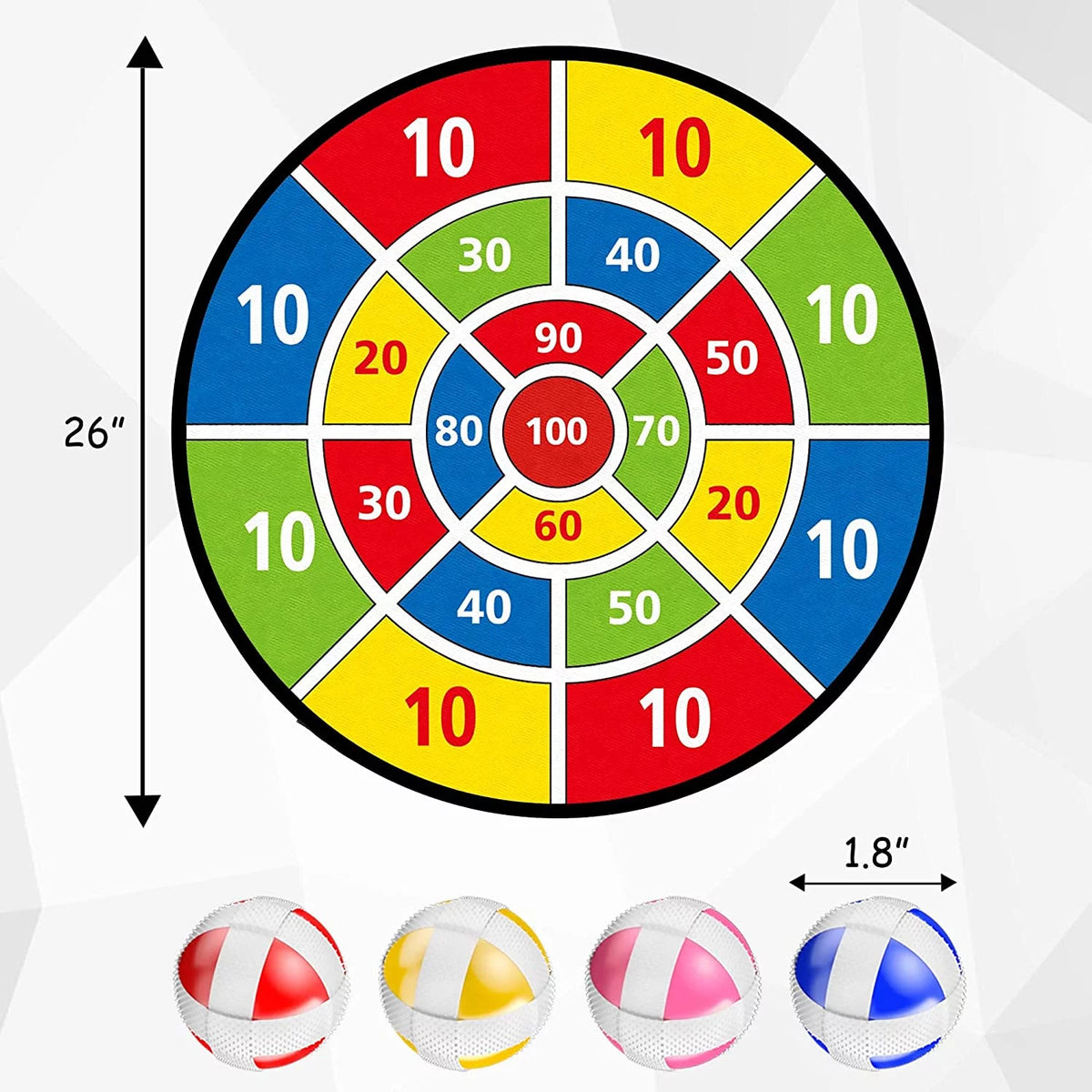 26" Double Sided Dart Board with 16 Sticky Balls W964400