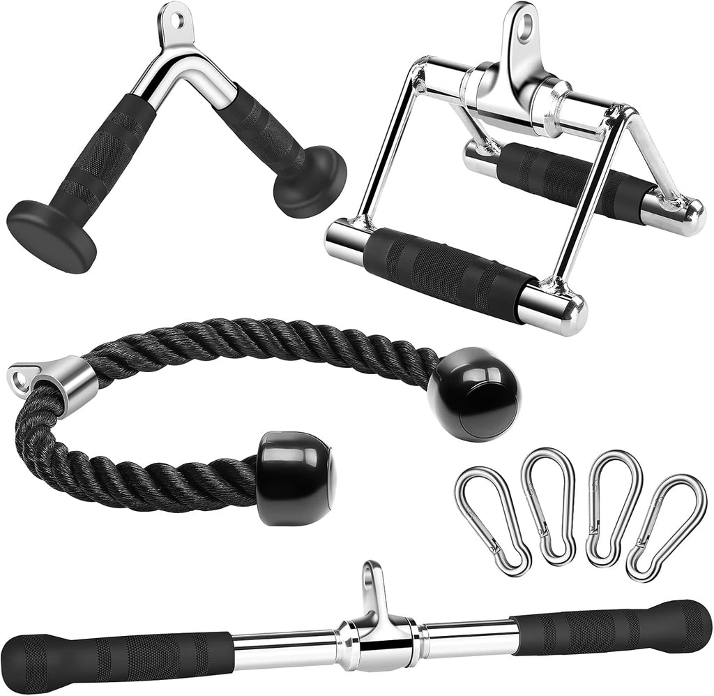 Gym Cable Attachments Double D Row Handles Tricep Rope V Shaped Bar Rotating Straight Bar Y382658