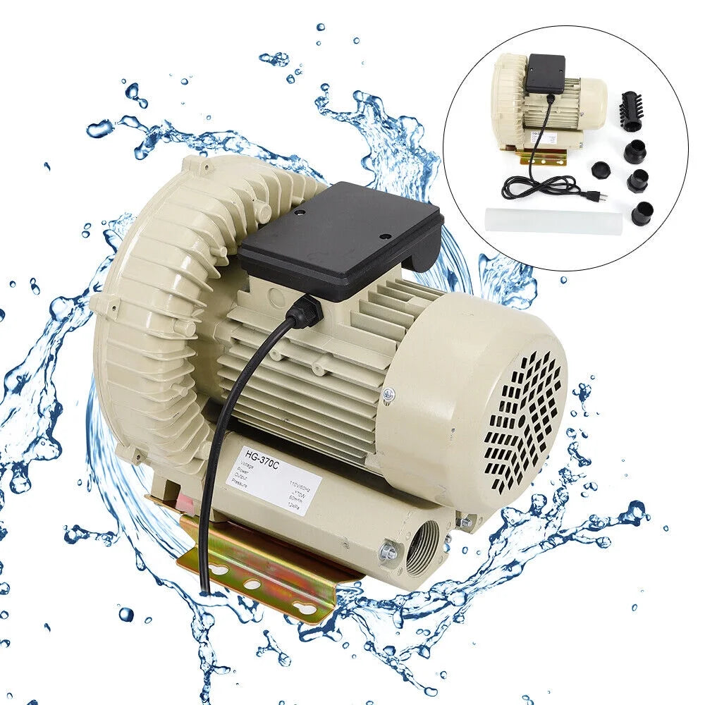 110V 370W Commercial Air Pump Aquarium Hydroponics Aquaculture Fish Tank Pond Blower J599887