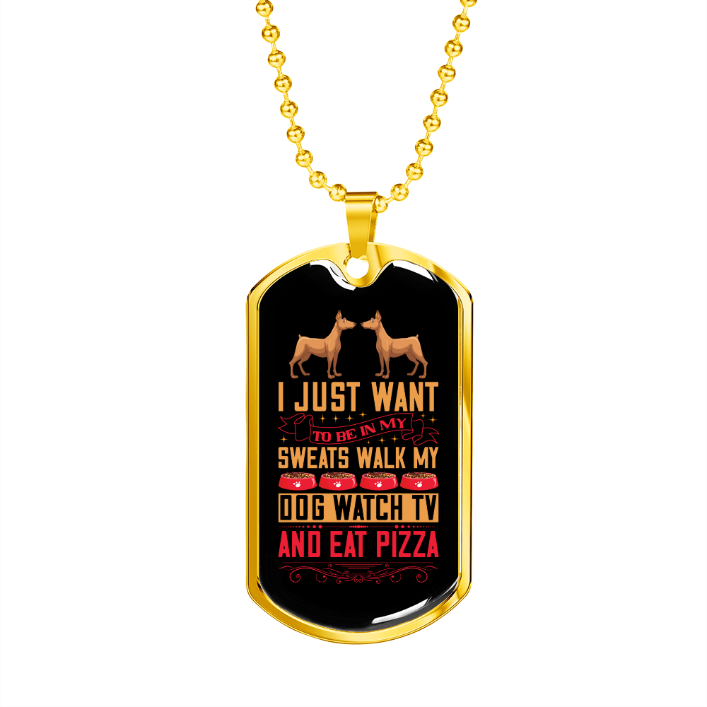 Stainless Steel or 18k Gold Dog Tag Necklace with 24" Chain E61189