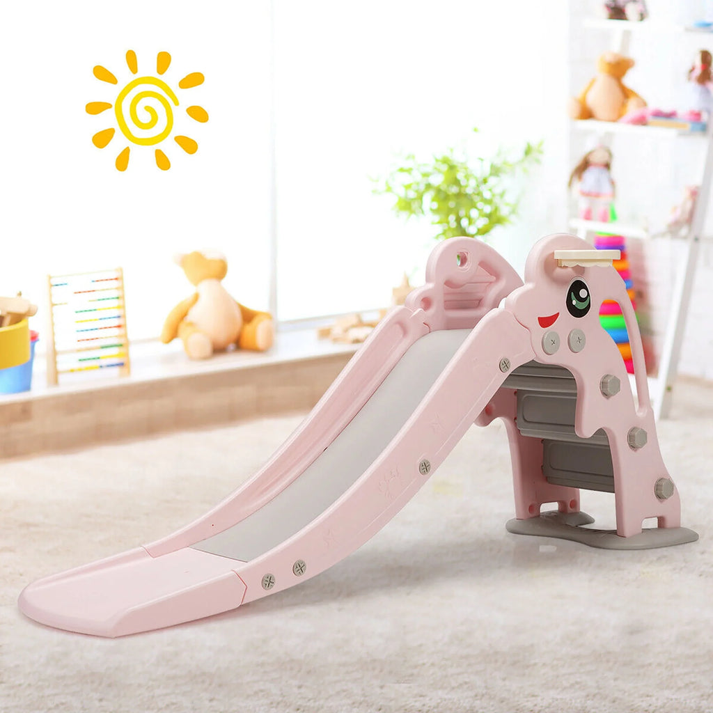 3-in-1 Kids Climber Slide Play Set with Basketball Hoop Green Q420