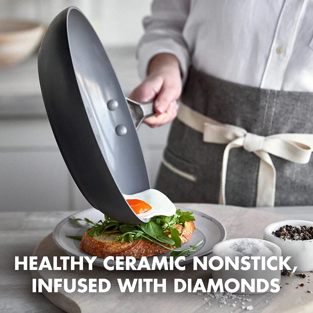 11 Piece Hard Anodized Ceramic Nonstick Cookware Set with Stainless Steel Lids D8448