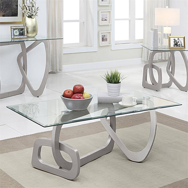 Contemporary Glass Top Coffee Table in Champagne B893