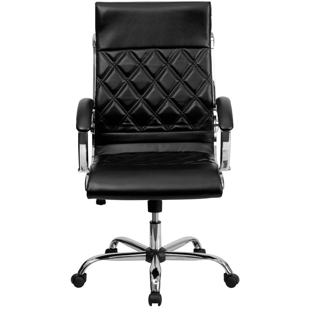 High Back Quilted Black LeatherSoft Executive Swivel Office Chair K62100